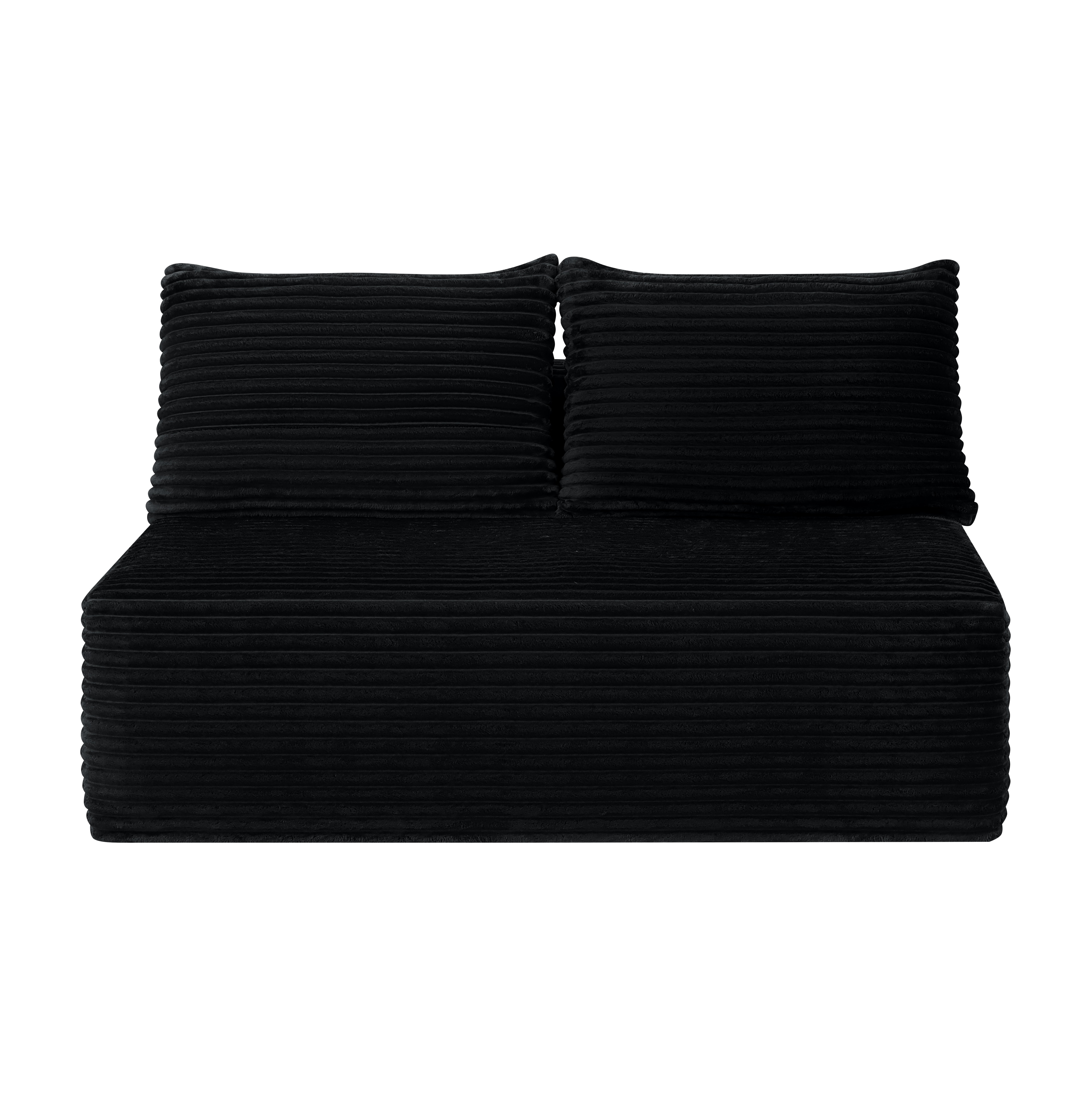 58-inch 2 Seat Median Longue With Plush Black Velvet, Cup Holder, Flexible Matching, Mainly For Living Room Use._maomaolike.com